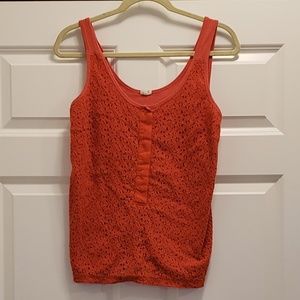 EUC J. Crew orange lace tank top sz Small